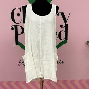 Z Supply White Gauze Sleeveless Pocket Tunic